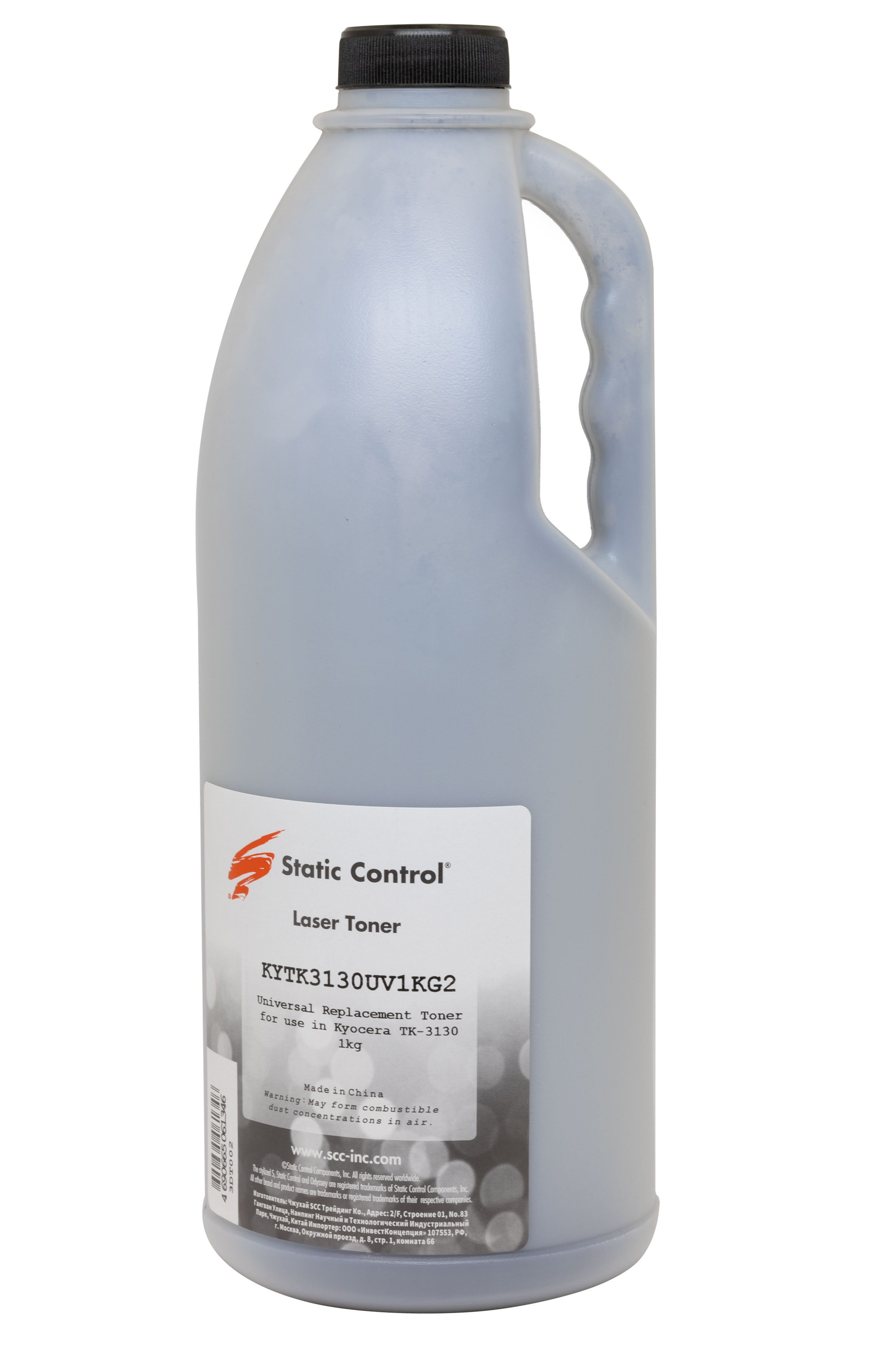 Тонер Static Control для Kyocera M2040DN/M3040/FS4100/M2135DN (TK-3130), KYTK3130UV2, 1 кг, флакон